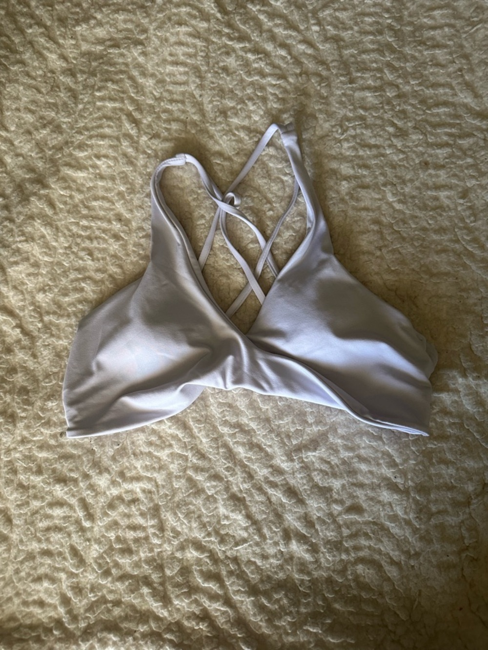 SMALL Women’s White Crisscross Sports Bra - Picture 2 of 4